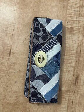 Coach patchwork denim clutch bag Y2K blue vintage designer purse rare